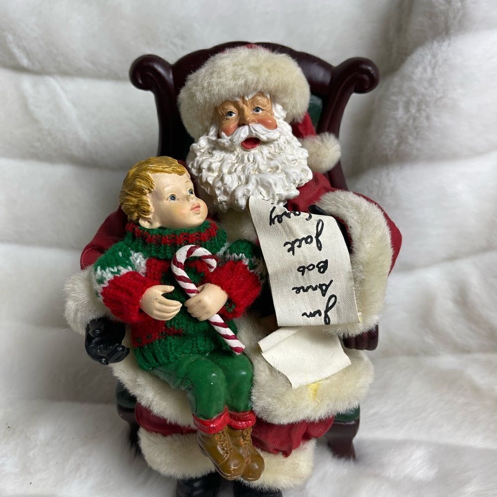 Kirkland Signature Santa & boy Ceramic figurines with paper marché costume - Picture 2 of 11